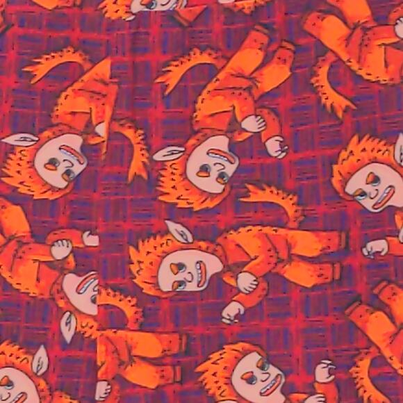 LulaRoe Burgundy Orange Wild Things Plaid Leggings Novelty One Size - Picture 1 of 8